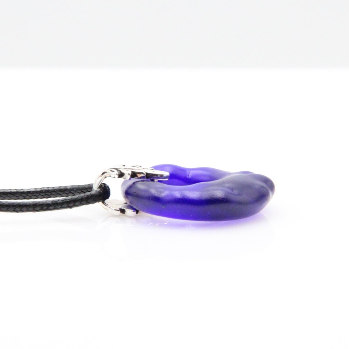 Upcycled Blue Donut Necklace, Recycled Glass Pendant