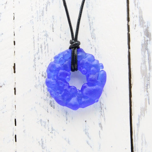 Upcycled Blue Necklace, Recycled Glass Pendant