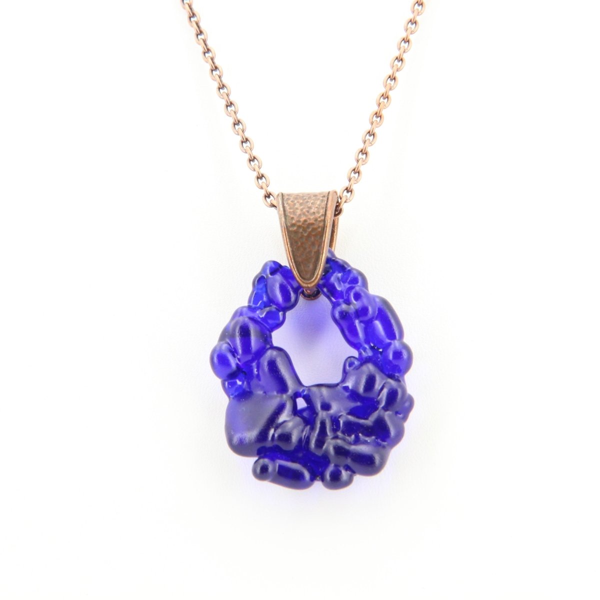 Upcycled Blue Necklace, Recycled Glass Pendant