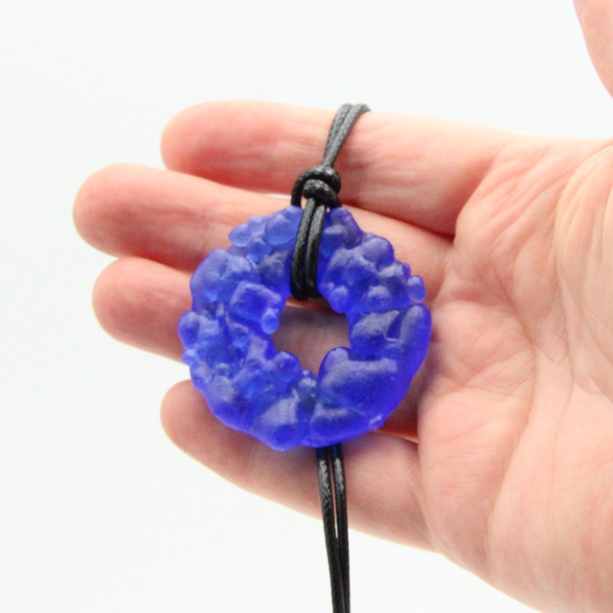 Upcycled Blue Necklace, Recycled Glass Pendant