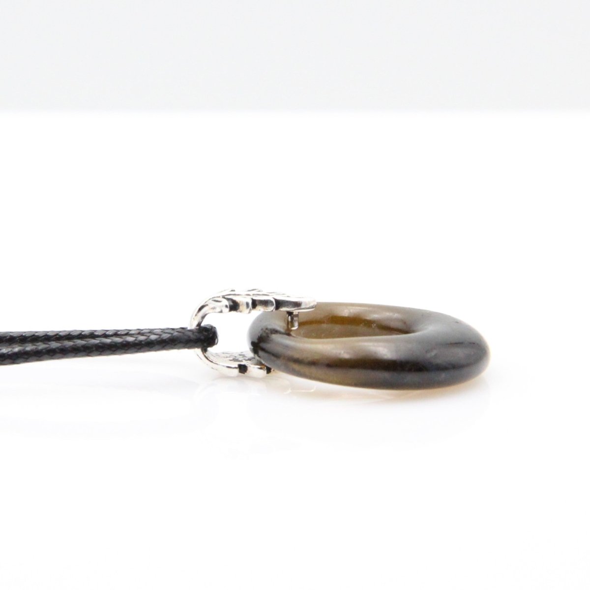 Upcycled Brown Donut Necklace, Recycled Glass Pendant