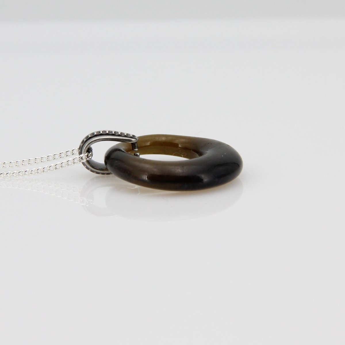 Upcycled Brown Donut Necklace, Recycled Glass Pendant