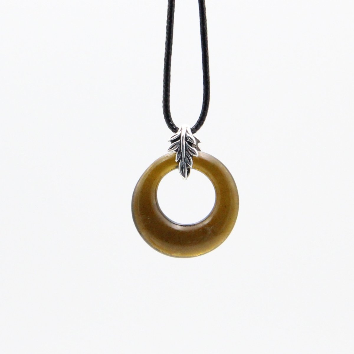 Upcycled Brown Donut Necklace, Recycled Glass Pendant
