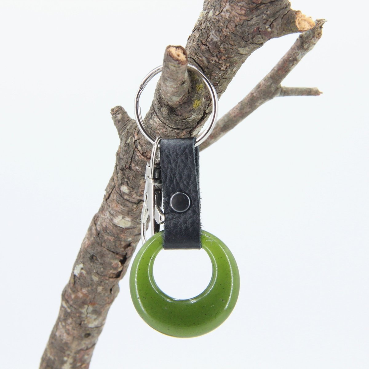 Upcycled Glass and Leather Keychain