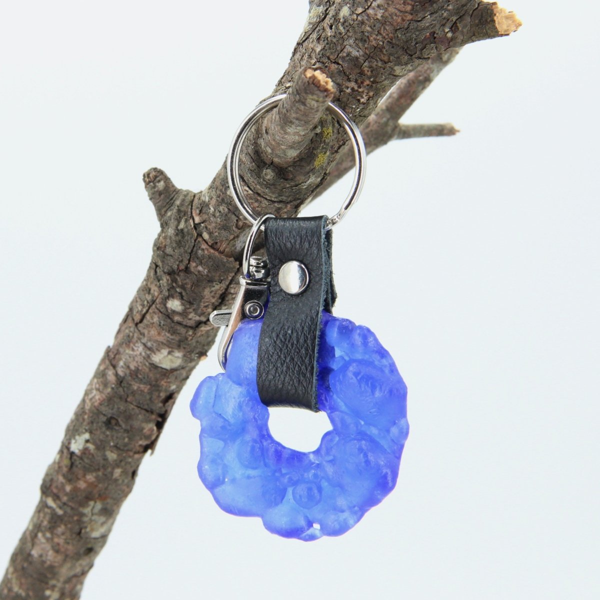 Upcycled Glass and Leather Keychain