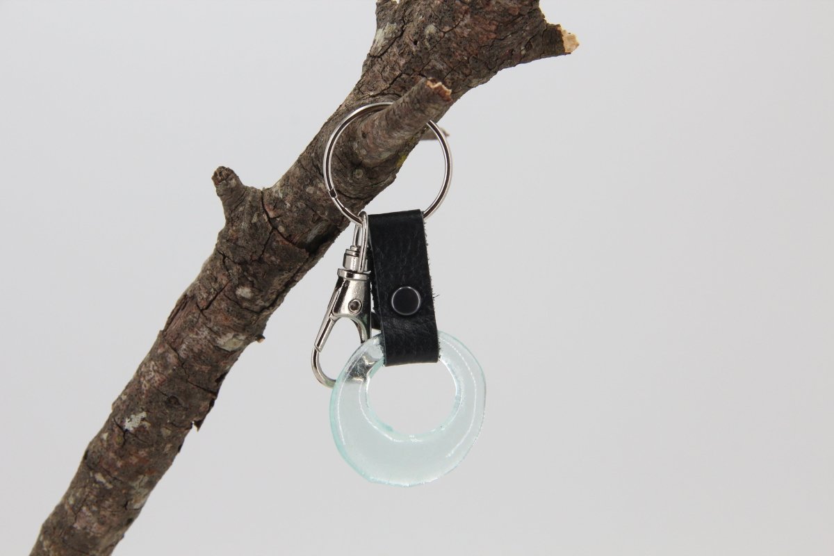 Upcycled Glass and Leather Keychain