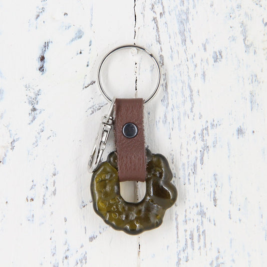 Upcycled Glass and Leather Keychain
