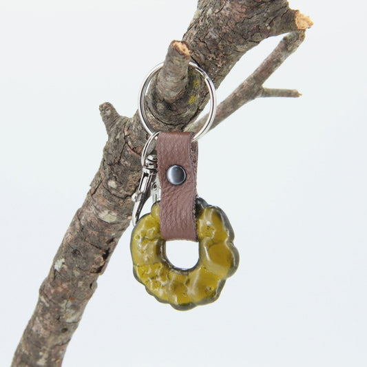 Upcycled Glass and Leather Keychain