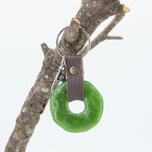 Upcycled Glass and Leather Keychain