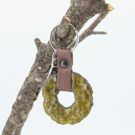 Upcycled Glass and Leather Keychain
