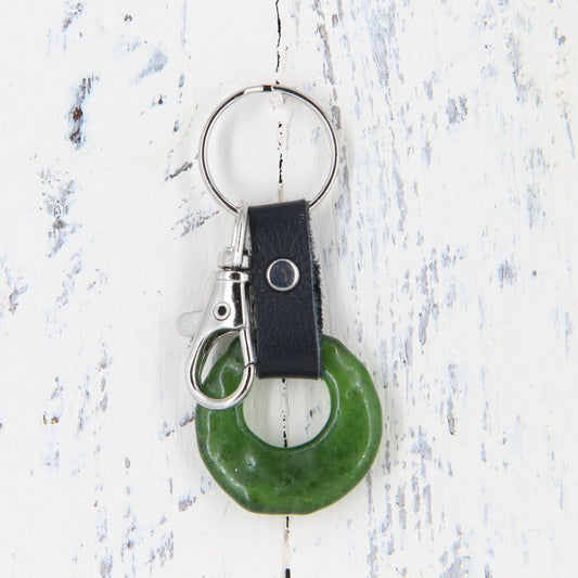 Upcycled Glass and Leather Keychain