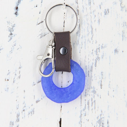 Upcycled Glass and Leather Keychain