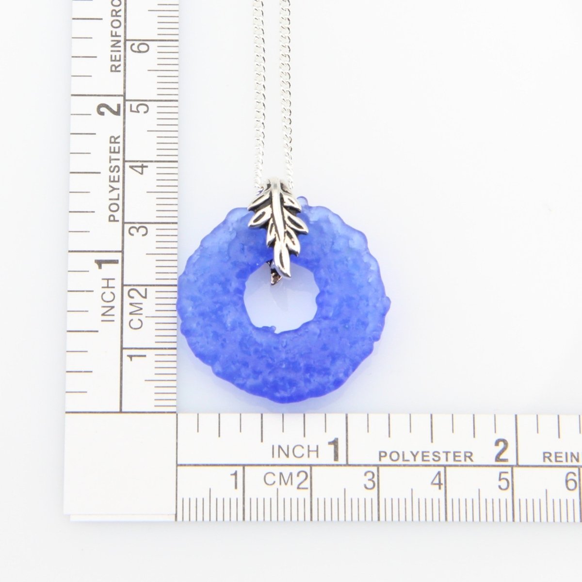 Upcycled Glass Jewelry, Blue Statement Pendant Necklace, Recycled Glass, Gift for Wine Lover, Glass Bottle Art