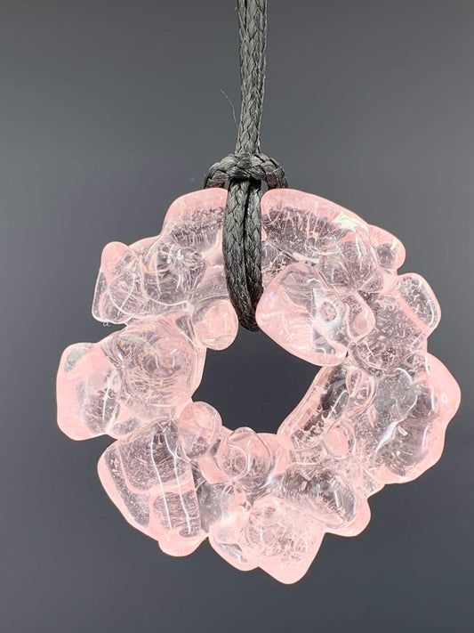 Upcycled Glass Jewelry, Pink Statement Pendant Necklace, Recycled Glass, Gift for Wine Lover, Glass Bottle Art