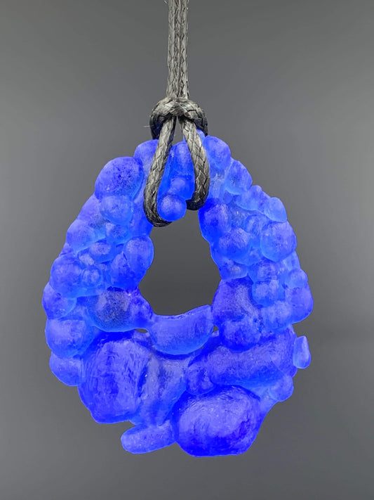 Upcycled Glass Jewelry, Blue Statement Pendant Necklace, Recycled Glass, Gift for Wine Lover, Glass Bottle Art