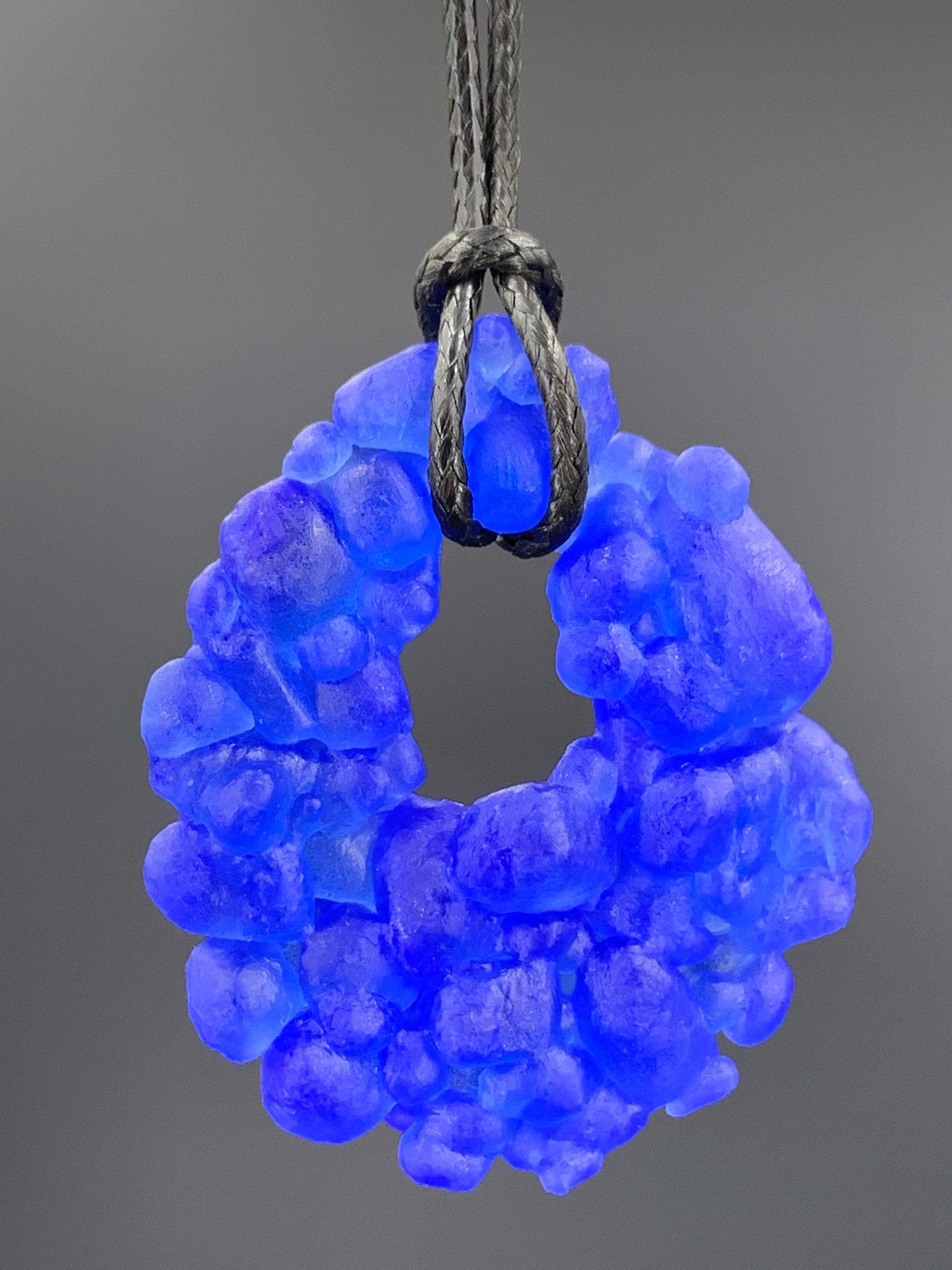 Upcycled Glass Jewelry, Blue Statement Pendant Necklace, Recycled Glass, Gift for Wine Lover, Glass Bottle Art