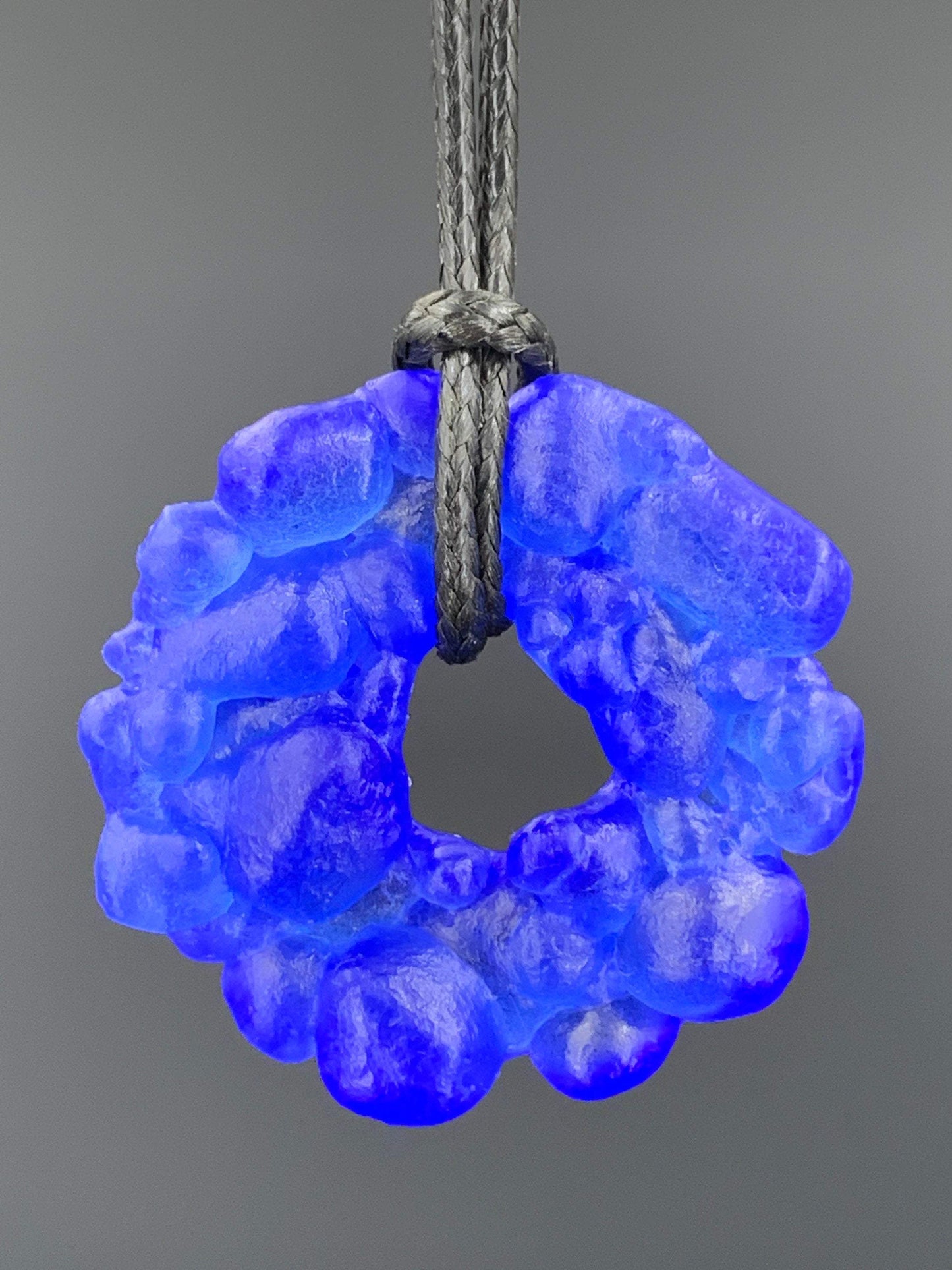 Upcycled Glass Jewelry, Blue Statement Pendant Necklace, Recycled Glass, Gift for Wine Lover, Glass Bottle Art