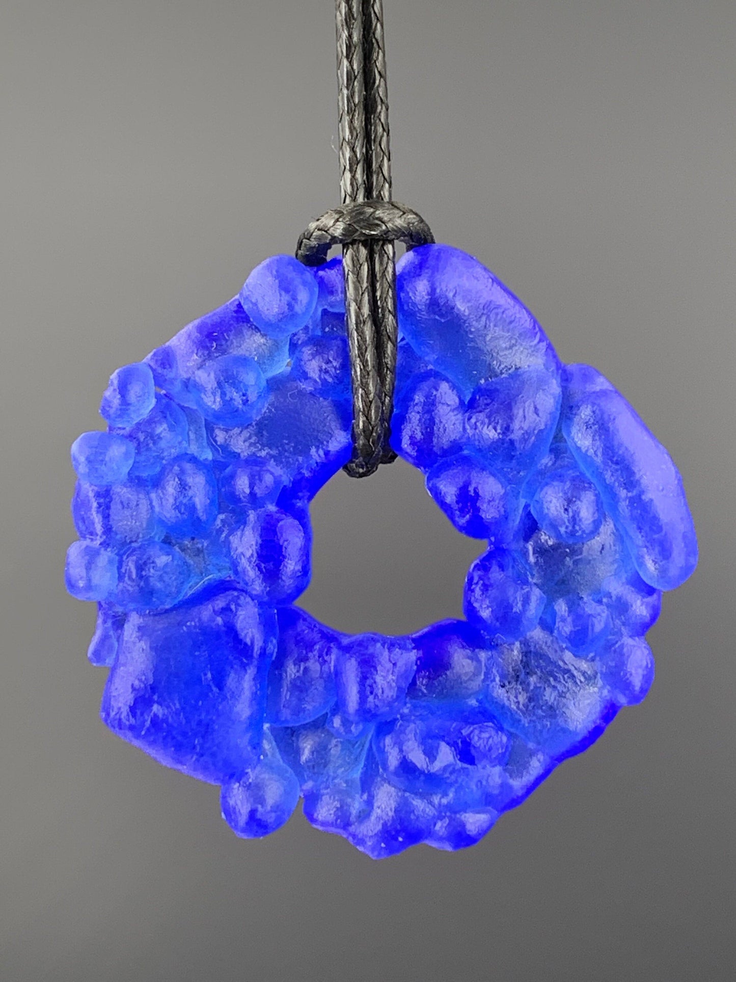 Upcycled Glass Jewelry, Blue Statement Pendant Necklace, Recycled Glass, Gift for Wine Lover, Glass Bottle Art