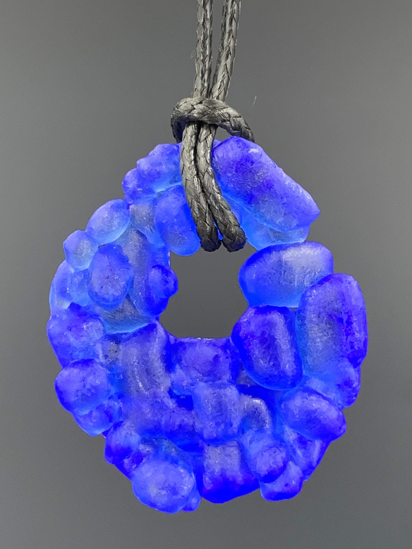 Upcycled Glass Jewelry, Blue Statement Pendant Necklace, Recycled Glass, Gift for Wine Lover, Glass Bottle Art