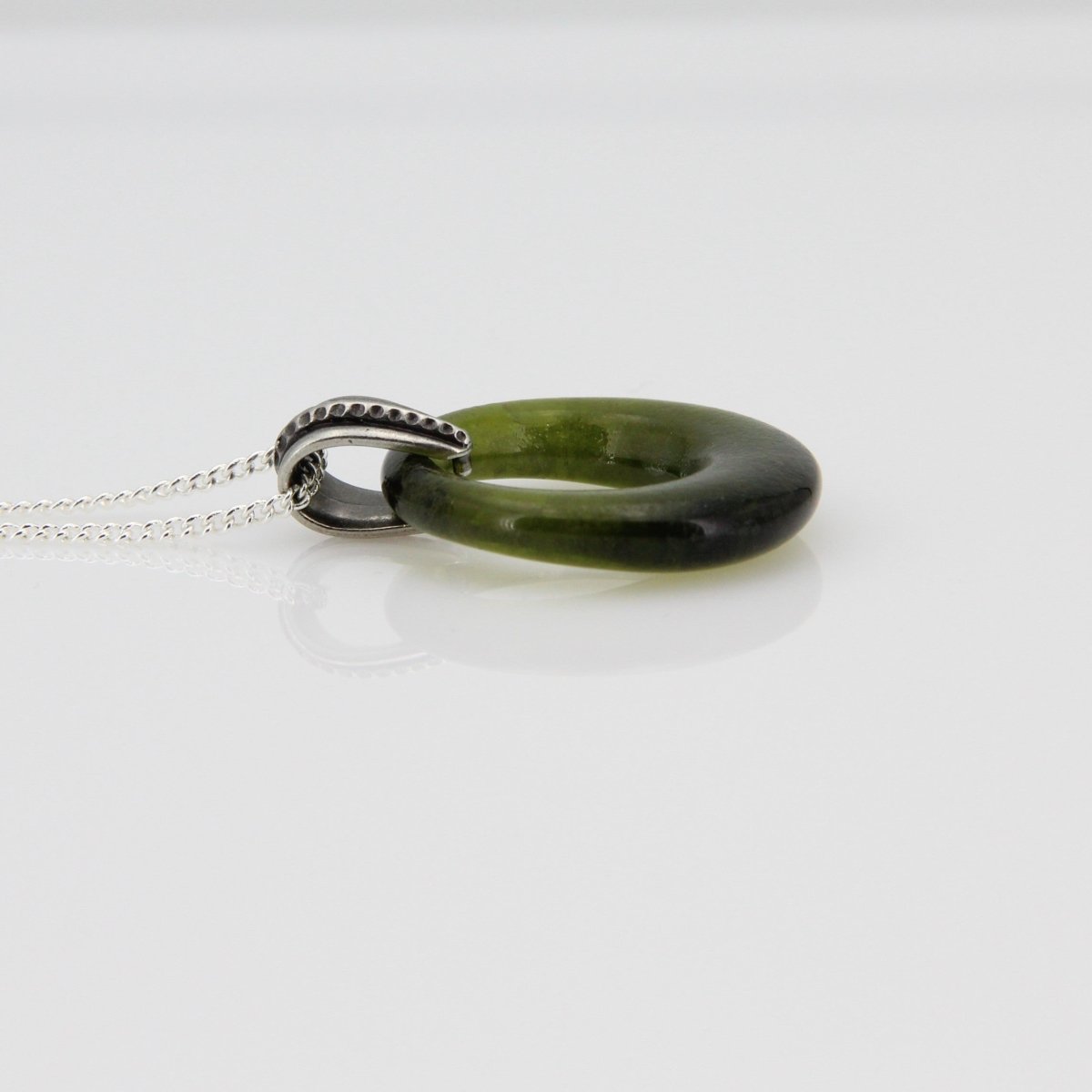 Upcycled Green Donut Necklace, Recycled Glass Pendant