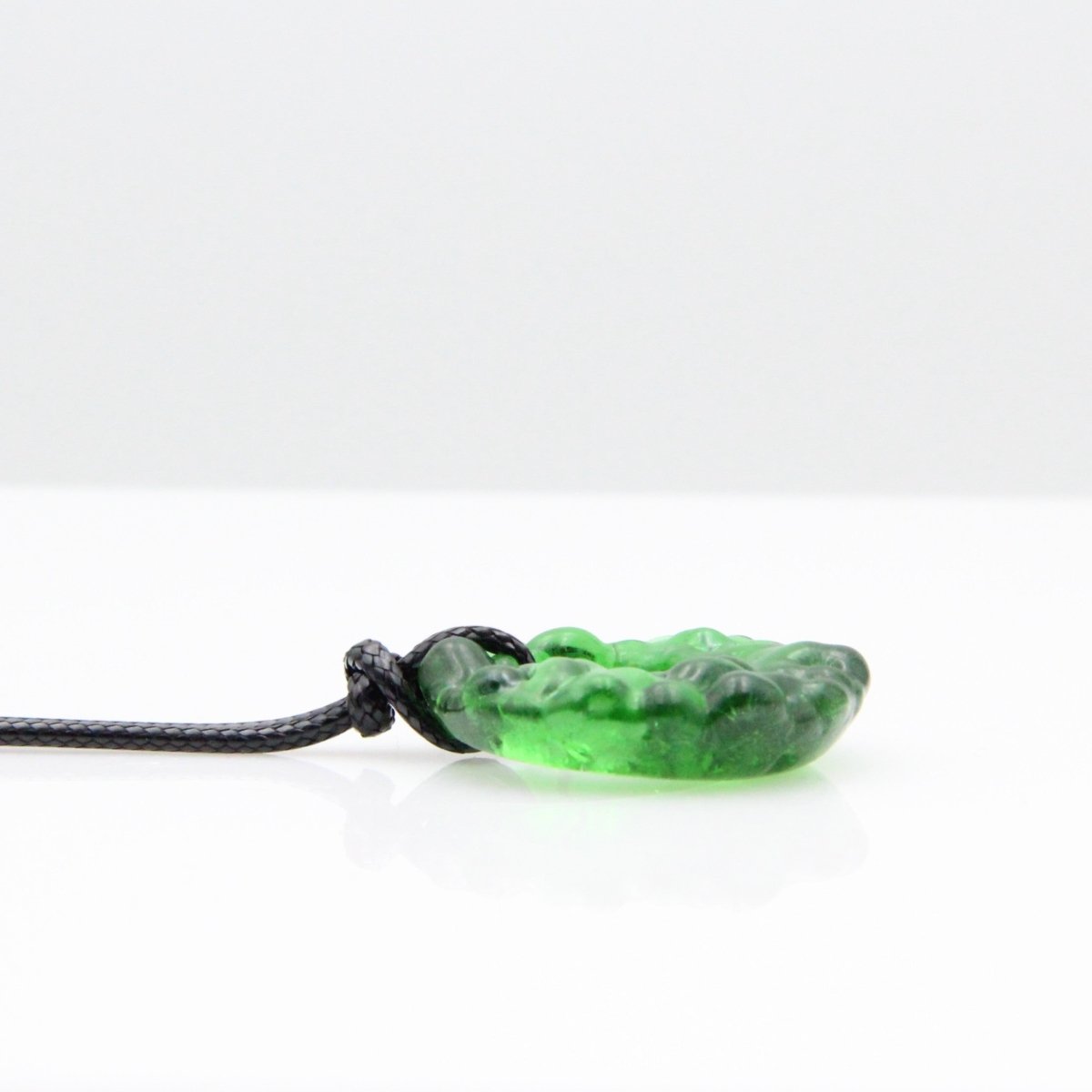 Upcycled Green Donut Necklace, Recycled Glass Pendant
