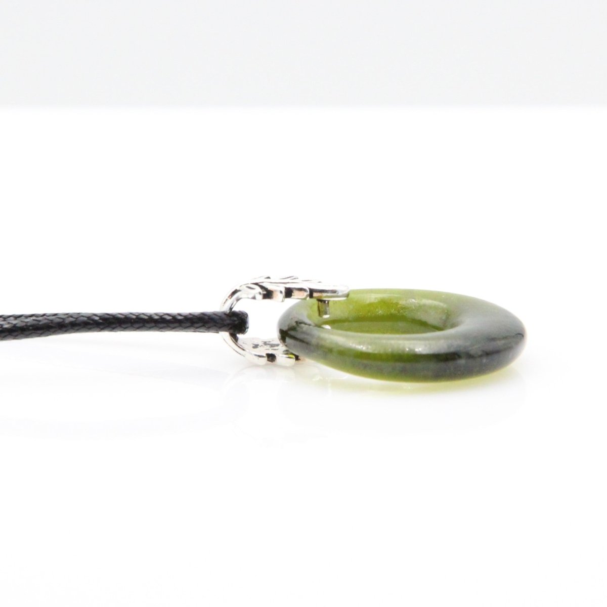 Upcycled Green Donut Necklace, Recycled Glass Pendant