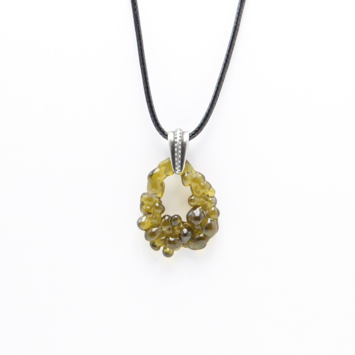 Upcycled Green Statement Necklace, Recycled Glass Pendant