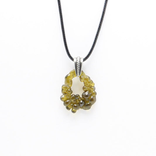 Upcycled Green Statement Necklace, Recycled Glass Pendant