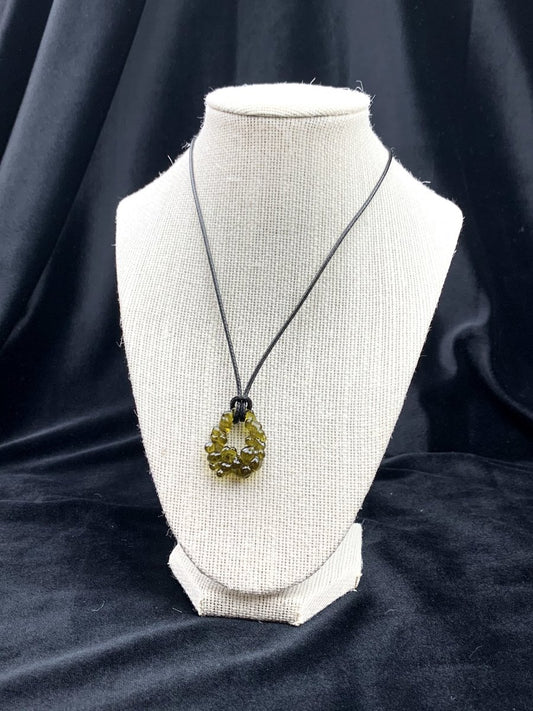 Upcycled Green Statement Necklace, Recycled Glass Pendant