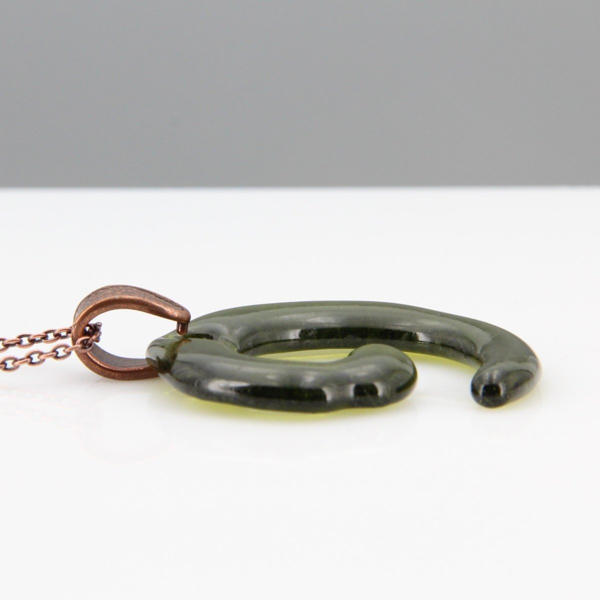 Upcycled Green Statement Necklace, Recycled Glass Pendant