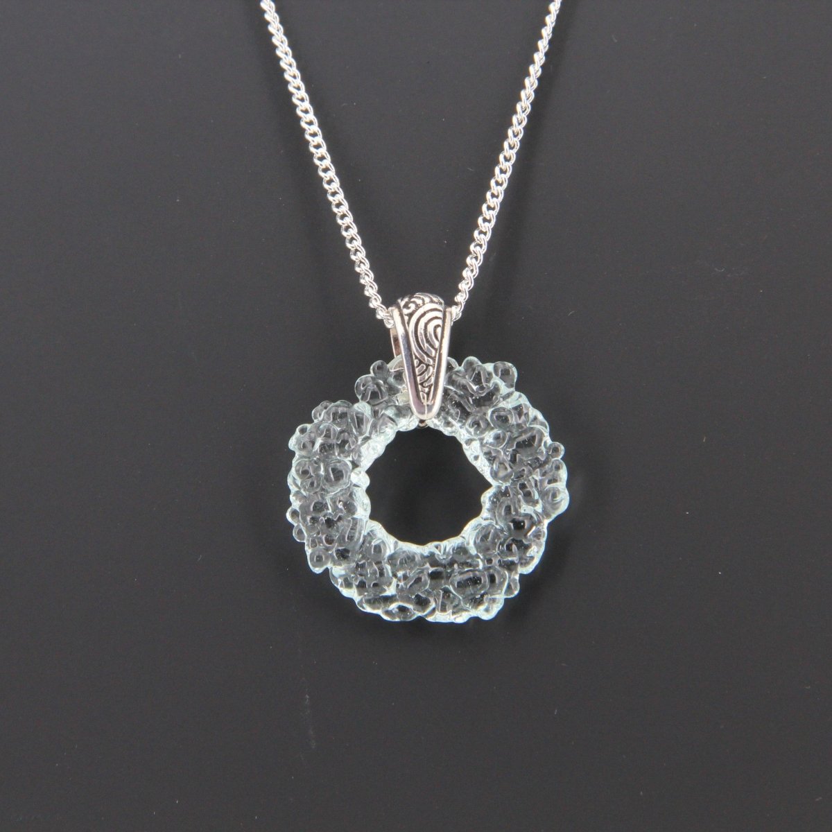 Upcycled Pale Aqua Blue Donut Necklace