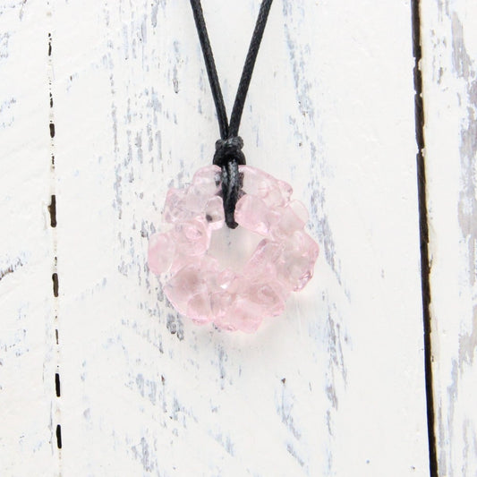 Upcycled Pink Donut Necklace, Recycled Glass Pendant