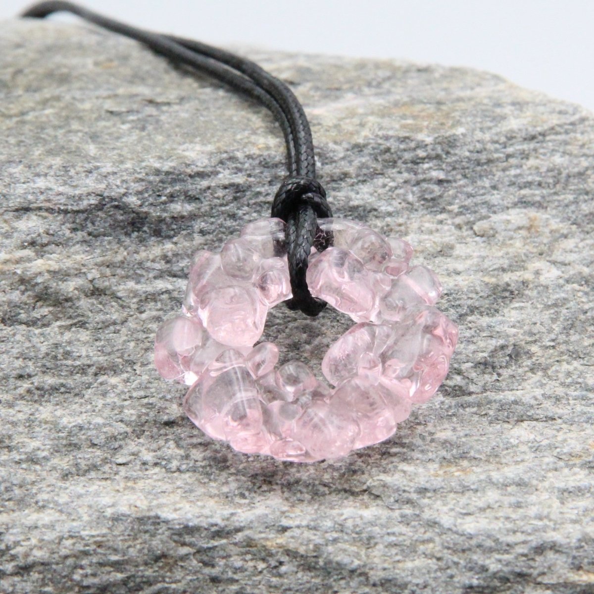 Upcycled Pink Donut Necklace, Recycled Glass Pendant
