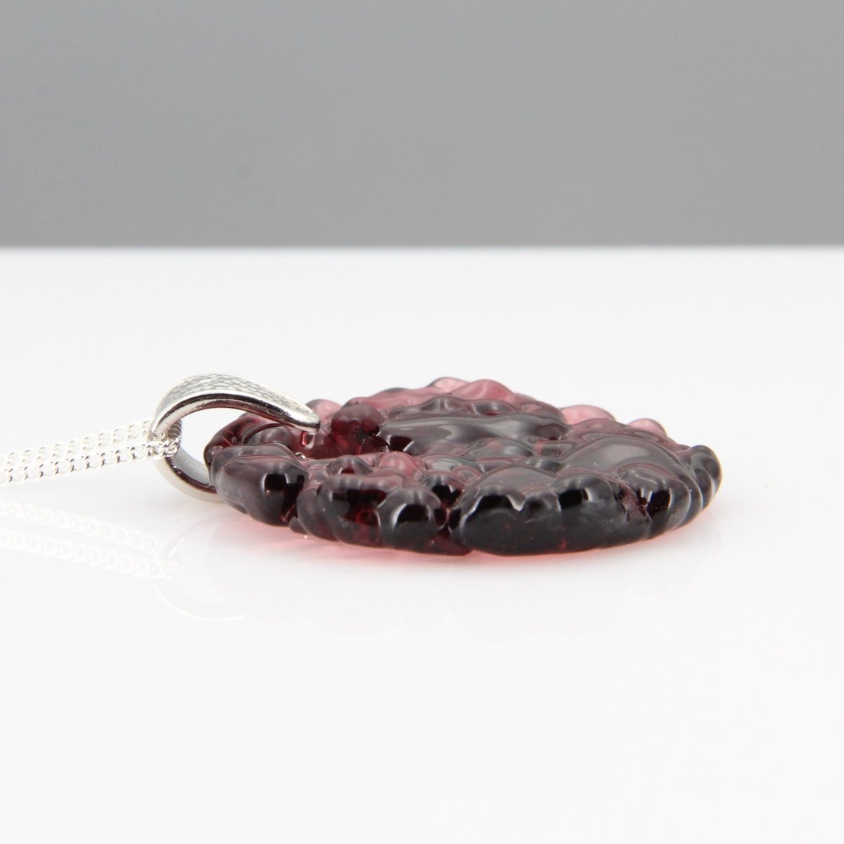 Upcycled Purple Circle Necklace, Recycled Glass Pendant