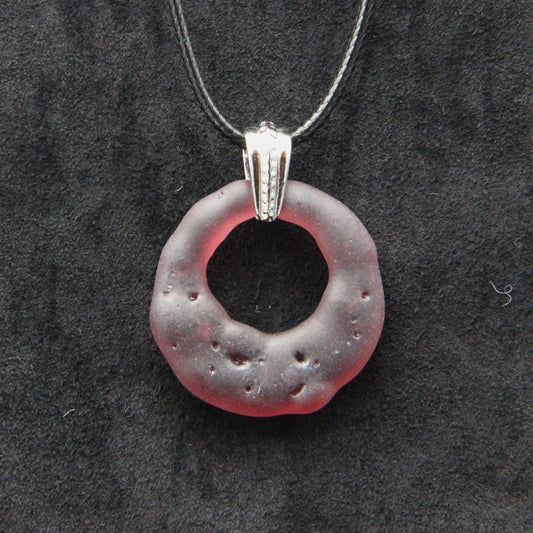 Upcycled Purple Donut Necklace, Recycled Glass Pendant