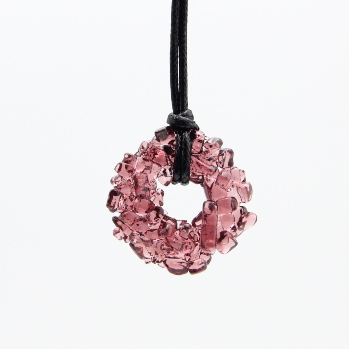 Upcycled Purple Donut Necklace, Recycled Glass Pendant