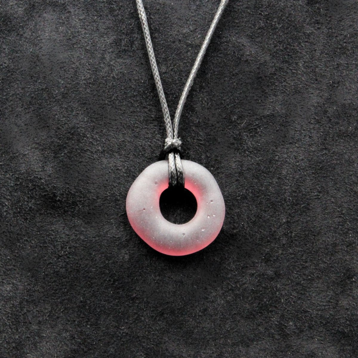 Upcycled Purple Donut Necklace, Recycled Glass Pendant