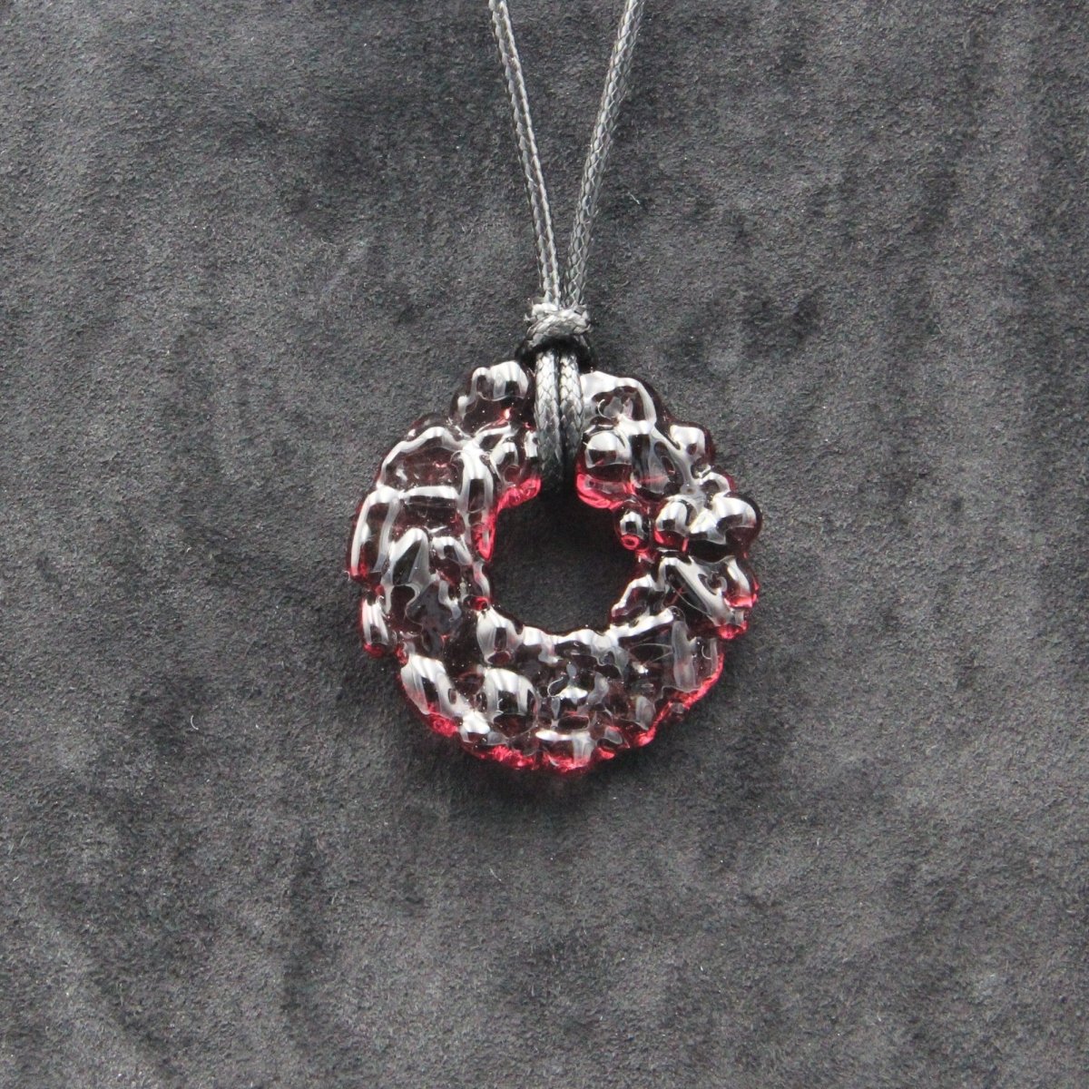 Upcycled Purple Donut Necklace, Recycled Glass Pendant