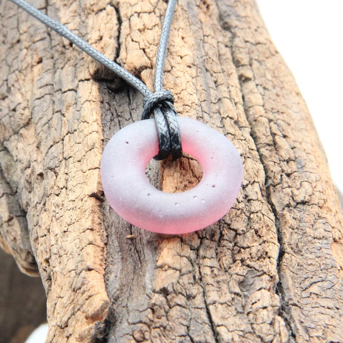Upcycled Purple Donut Necklace, Recycled Glass Pendant