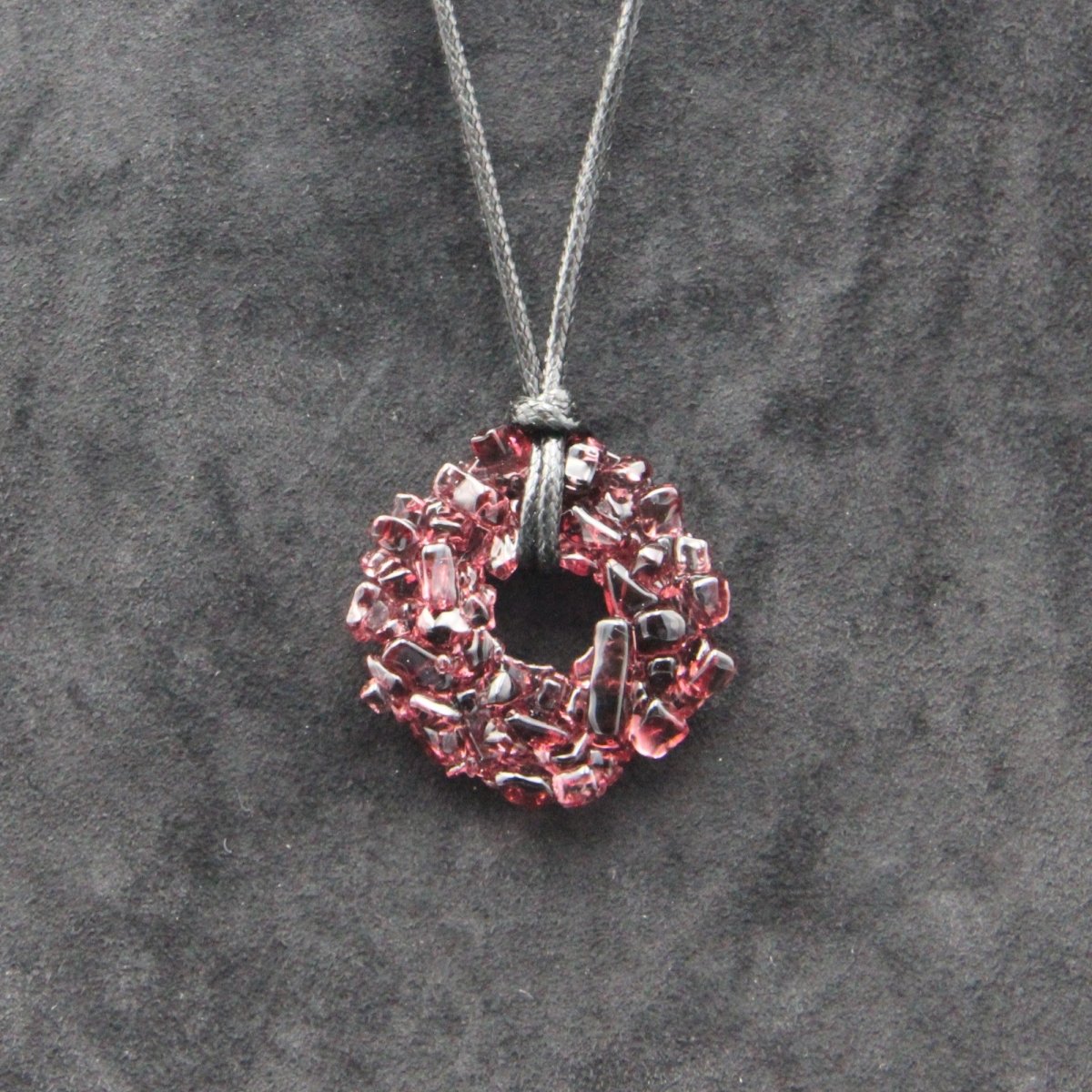 Upcycled Purple Donut Necklace, Recycled Glass Pendant
