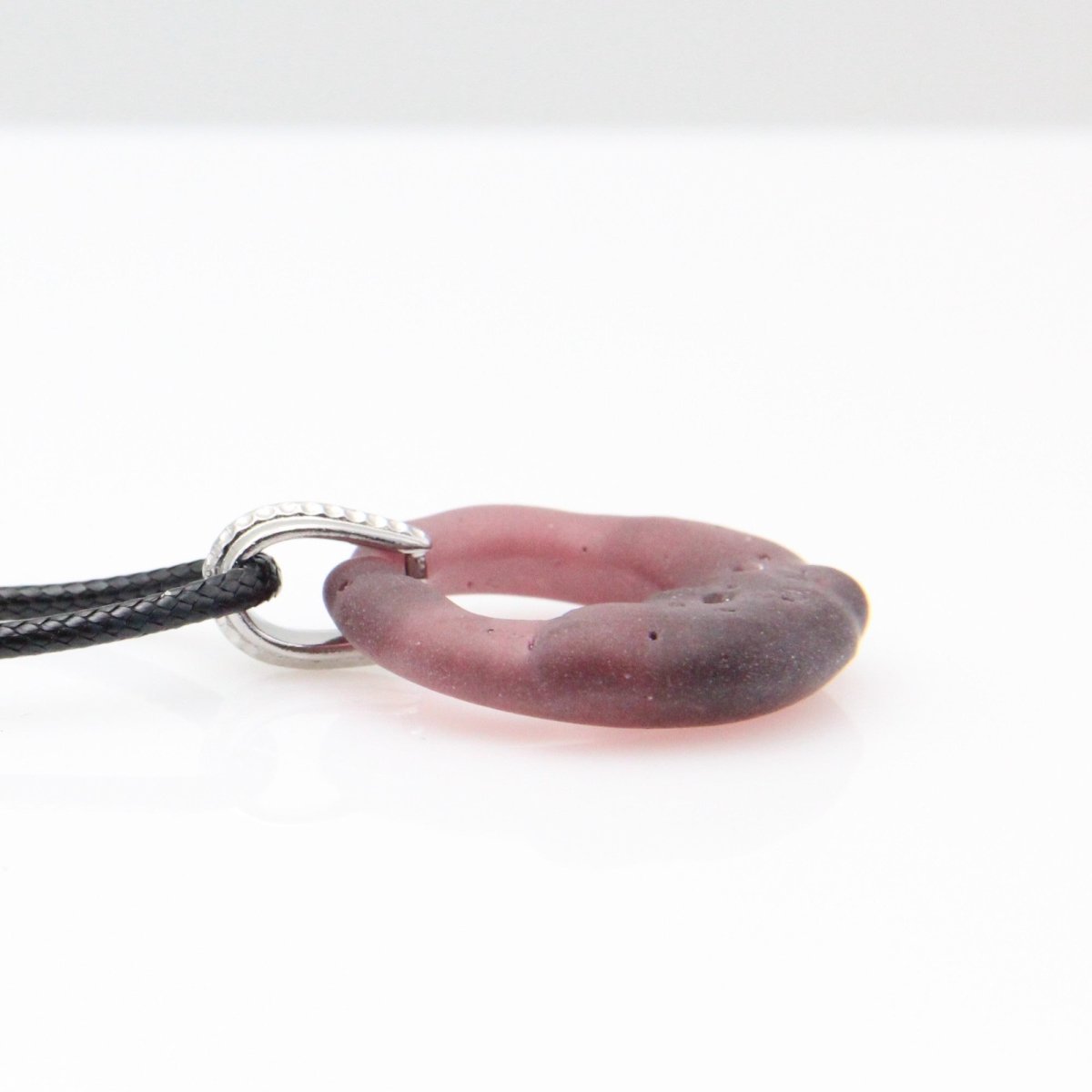 Upcycled Purple Donut Necklace, Recycled Glass Pendant