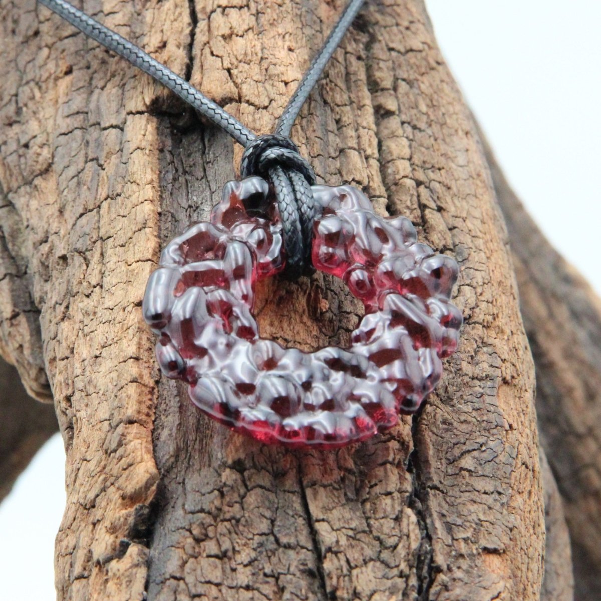 Upcycled Purple Donut Necklace, Recycled Glass Pendant