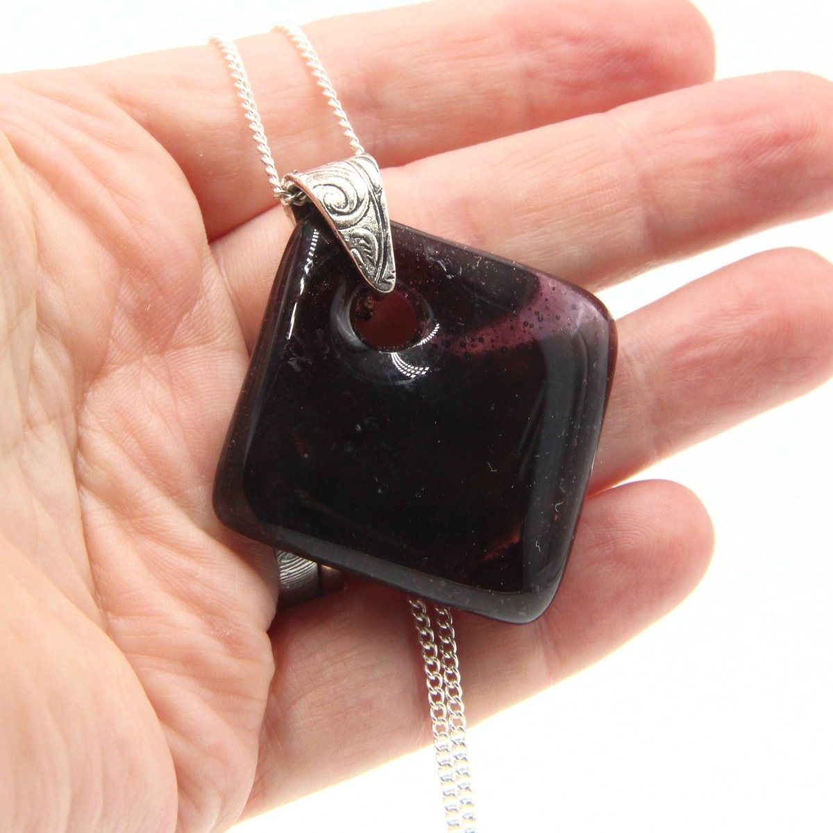 Upcycled Purple Glass Pendant