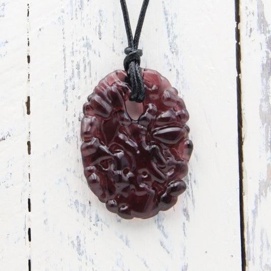 Upcycled Purple Oval Necklace, Recycled Glass Pendant