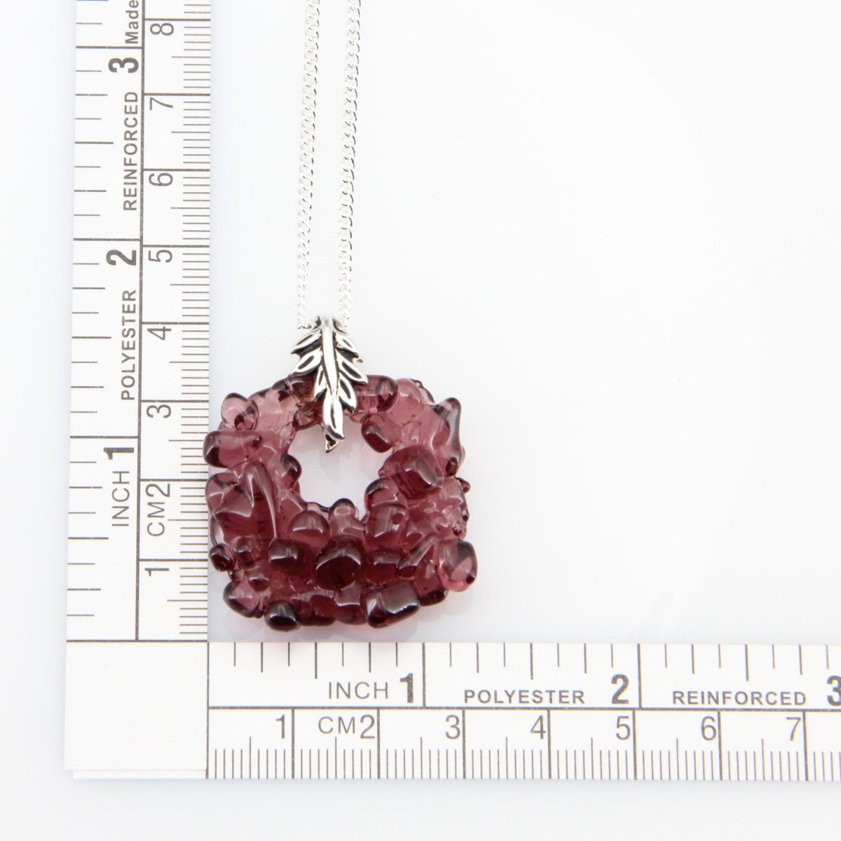 Upcycled Purple Square Necklace, Recycled Glass Pendant