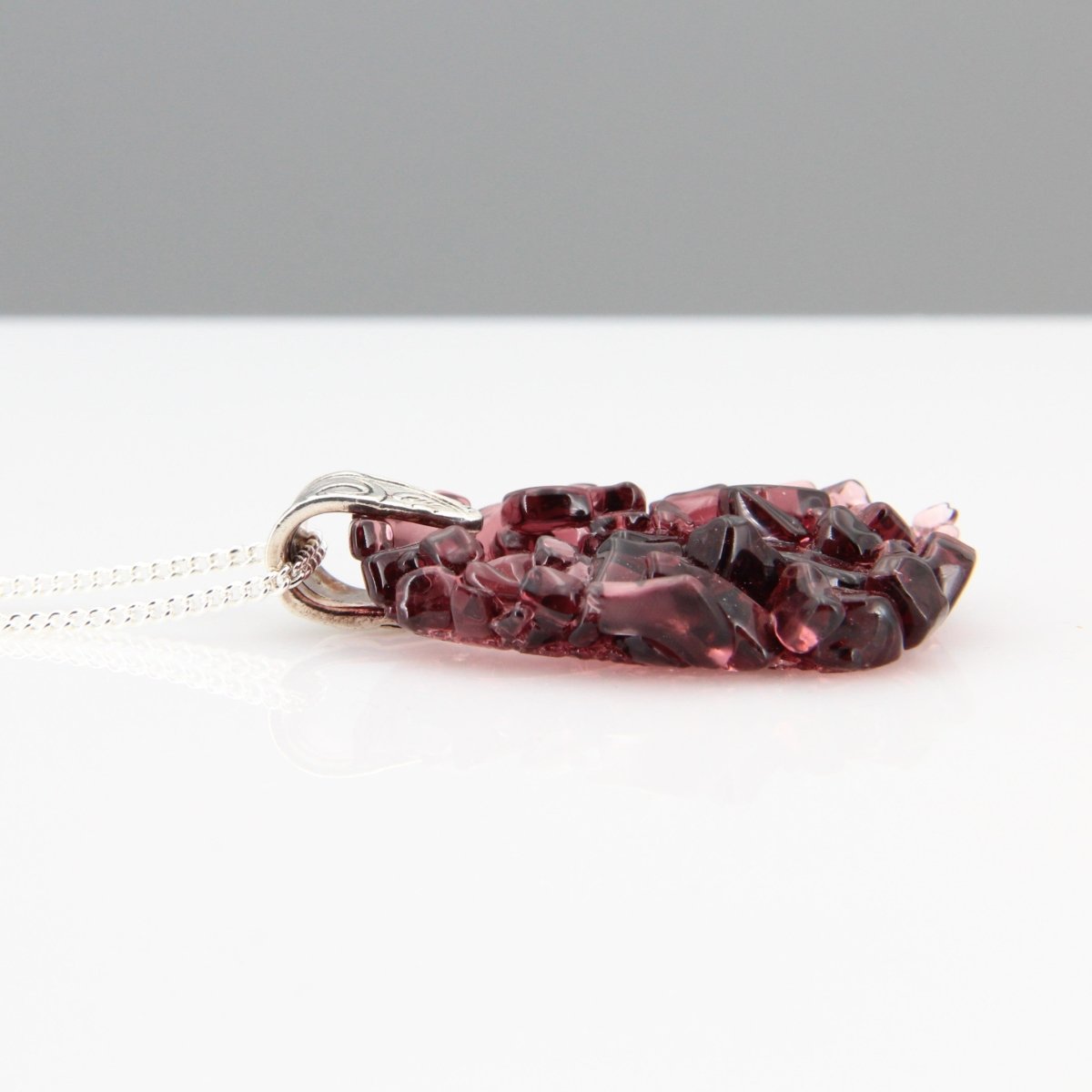 Upcycled Purple Statement Necklace, Recycled Glass Pendant