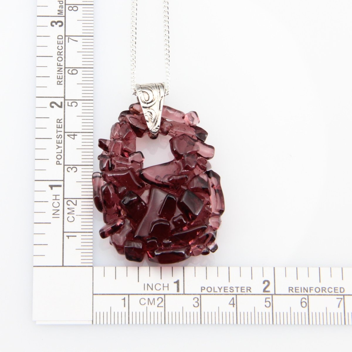 Upcycled Purple Statement Necklace, Recycled Glass Pendant