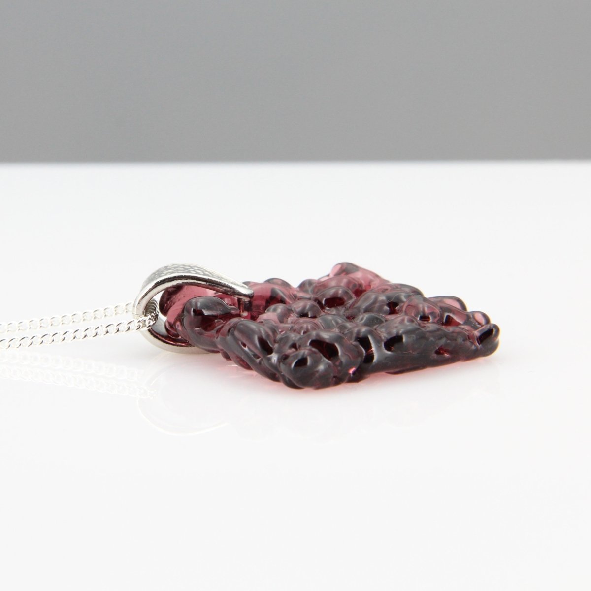 Upcycled Purple Statement Necklace, Recycled Glass Pendant