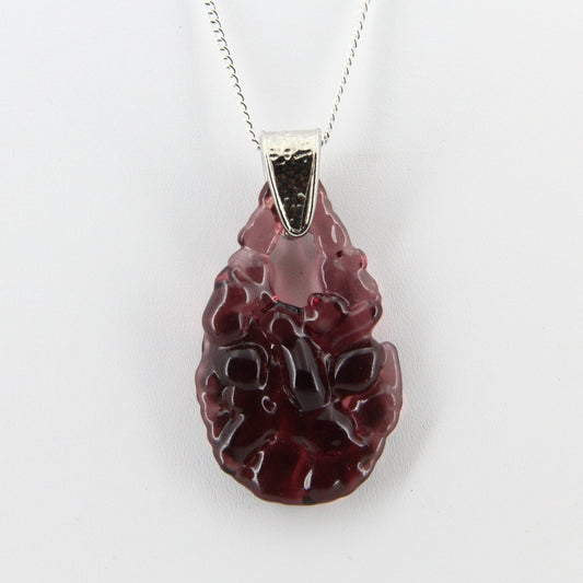 Upcycled Purple Statement Necklace, Recycled Glass Pendant