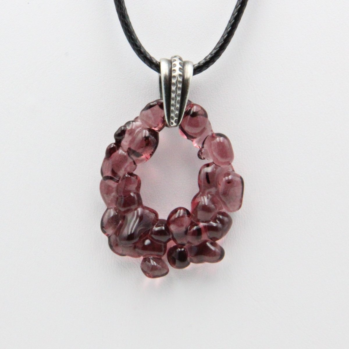 Upcycled Purple Statement Necklace, Recycled Glass Pendant